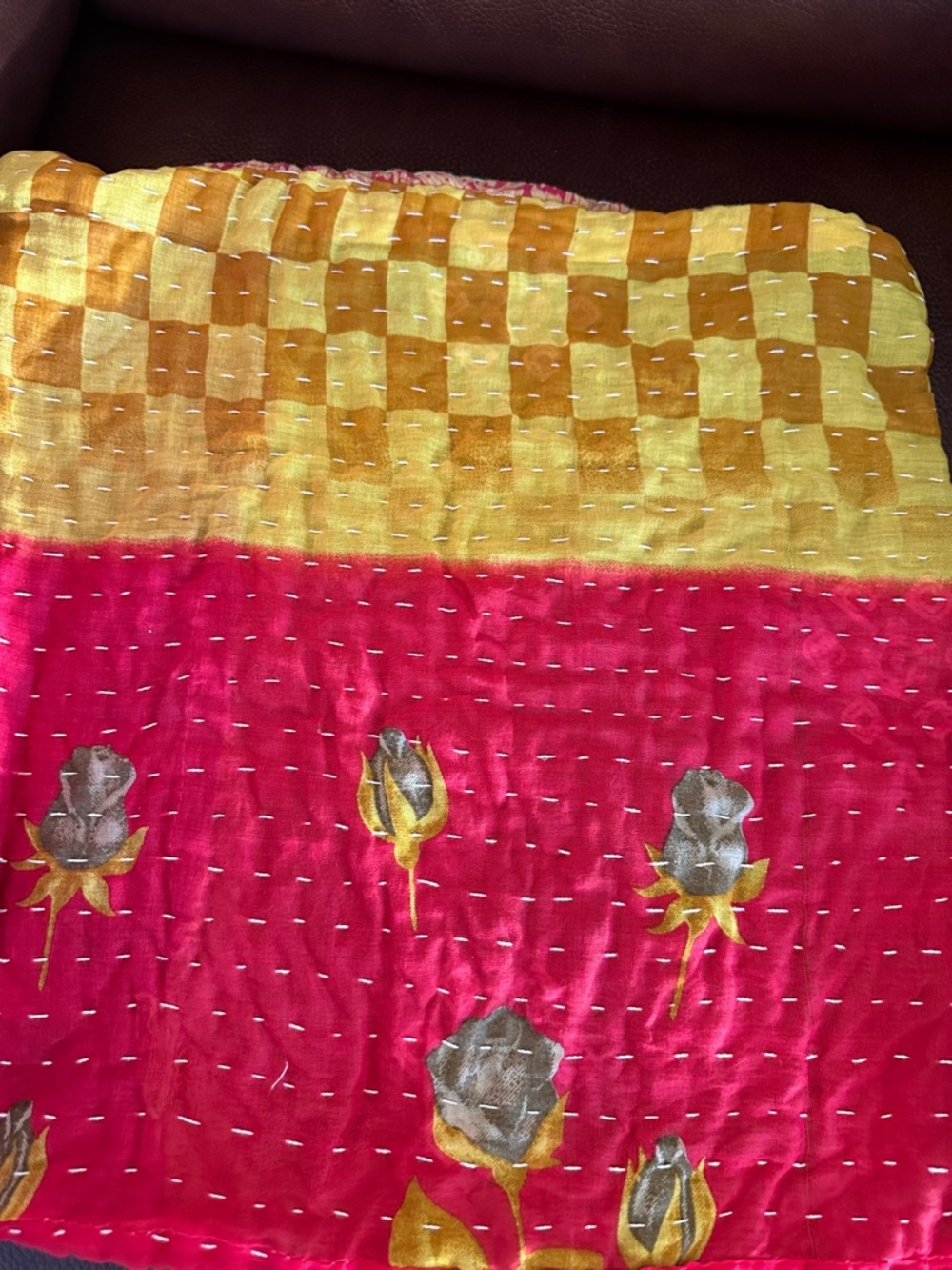 Gorgeous 16x16 Kantha Pillow Cover - Picture 2 of 2